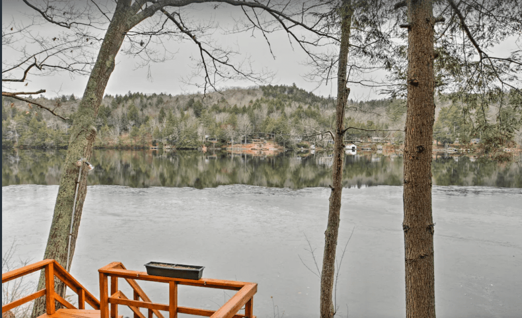 View of Lake Sunapee from the deck of a rental home