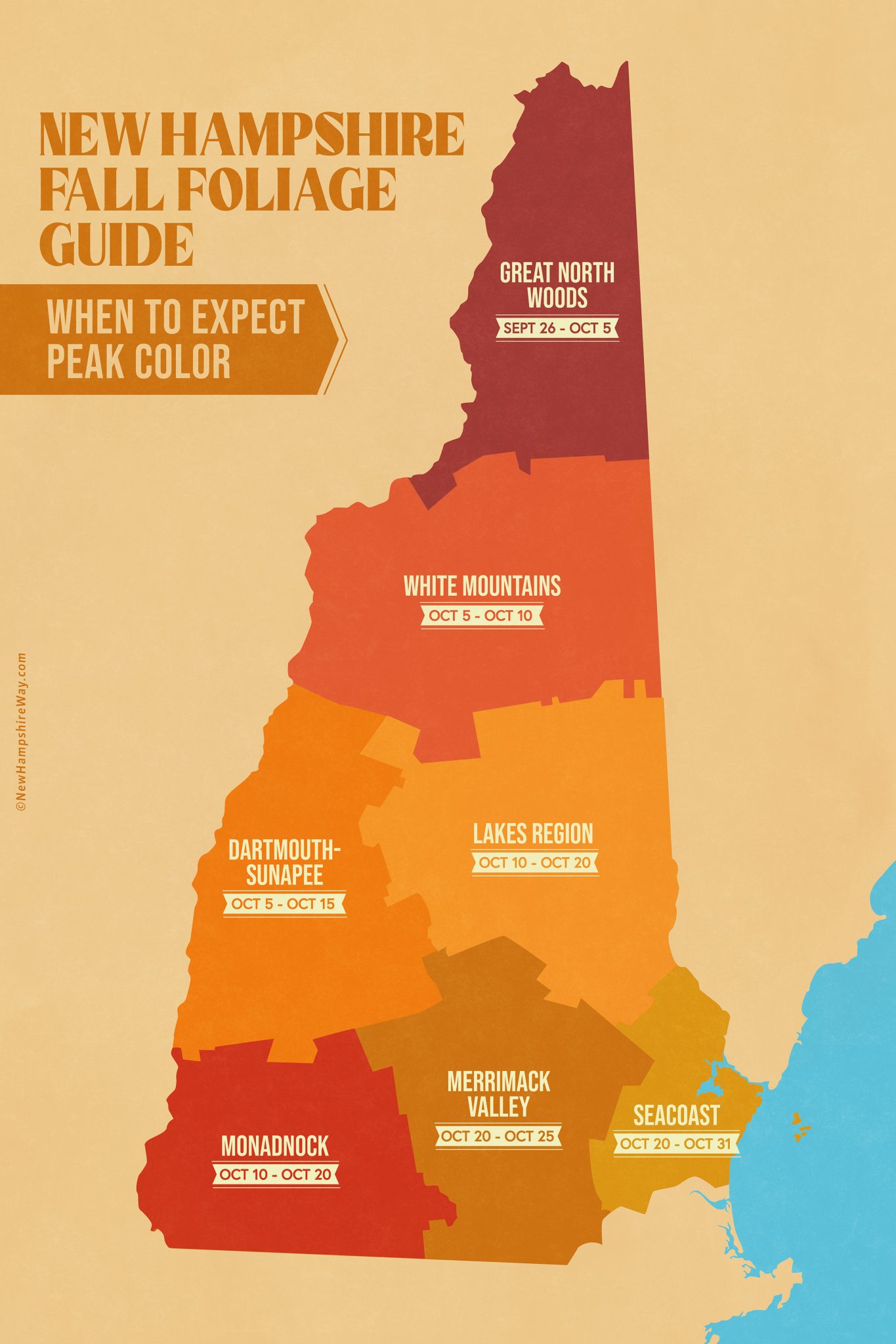 New Hampshire Fall Foliage Map 1365x2048 